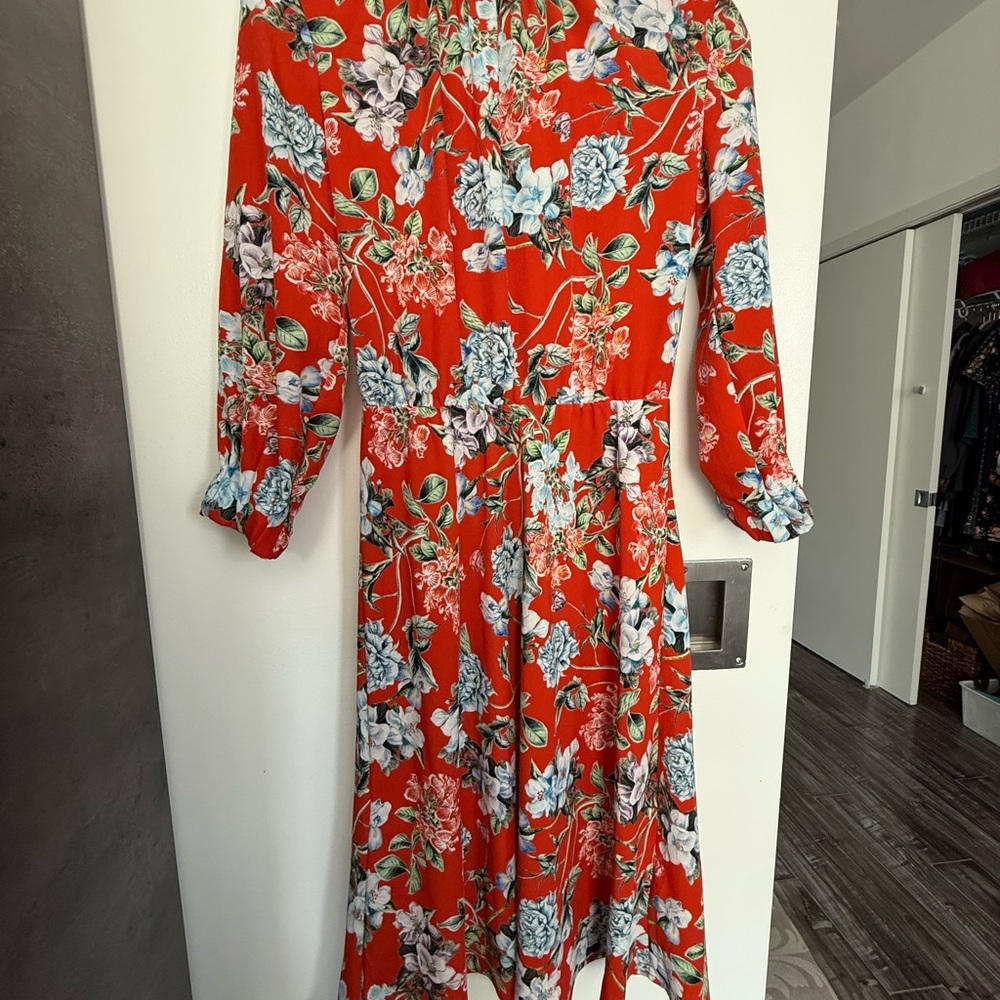H&M Red Floral Long Sleeve Dress - Picture 3 of 5